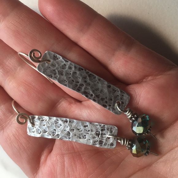 Handcrafted Recycled Aluminum n Crystal Earrings. - Picture 8 of 8